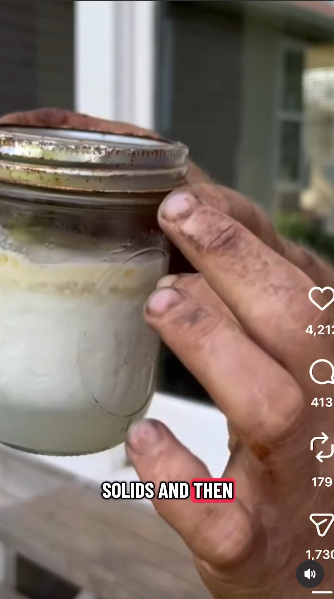 jar of rotten raw milk