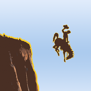 cowboy jumping off a cliff