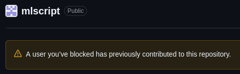 it's slop - a user you have blocked has previously contributed to this repository