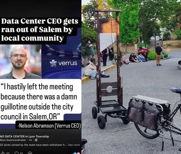 "I hastily left the meeting because there was a damn guillotine outside the city council in Salem, OR"