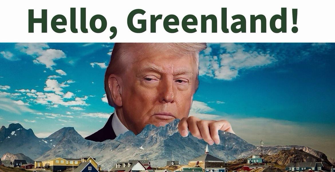 Trump peering at Greenland