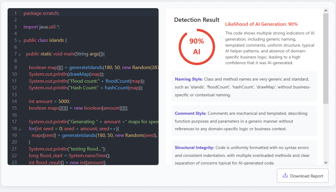 I tried putting code of mine from 9 years ago into several AI code detection tools. They all reported it as at least pa…