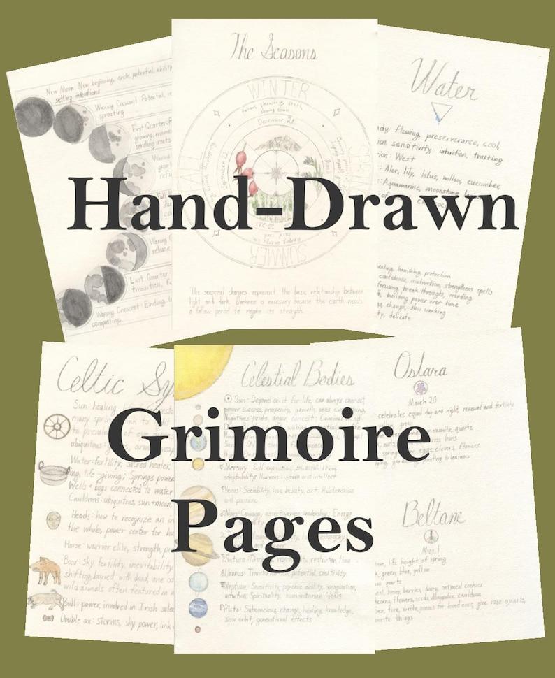 A picture of hand-drawn grimoire pages for digital download