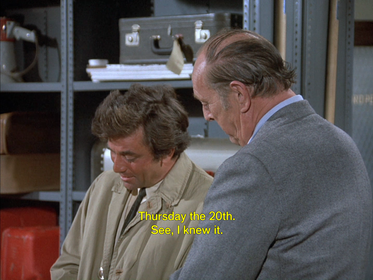 columbo saying "Thursday the 20th. See, I knew it."
