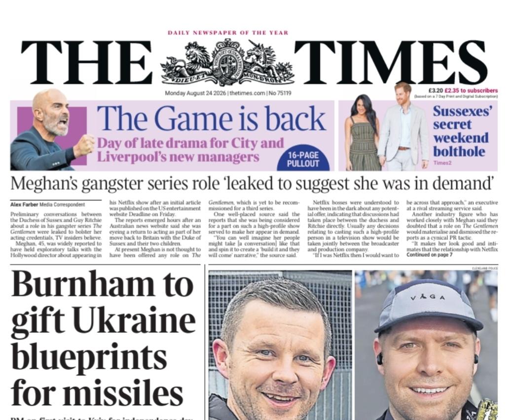 #Britain has agreed to give #Ukraine secret blueprints for a long-range missile that can strike deep behind enemy lines, as Andy Burnham prepares for his first visit to the country since becoming PM, the (London) Times reports.Mr Burnham is set to announce that he will allow European defence firm MBDA to declassify information on UK components for the long-range Scalp missile – the French-produced version of the UKs Storm Shadow.