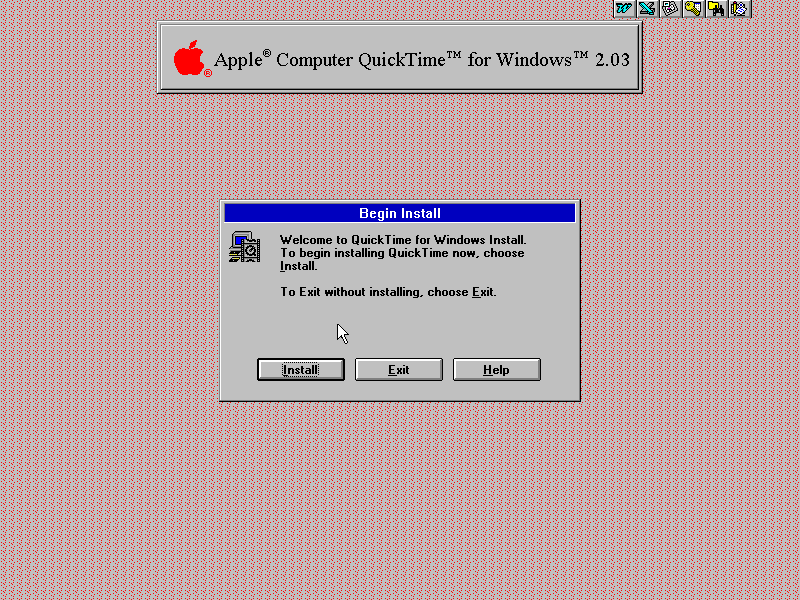 An installer for Apple® Computer QuickTime™ for Windows™ 2.03