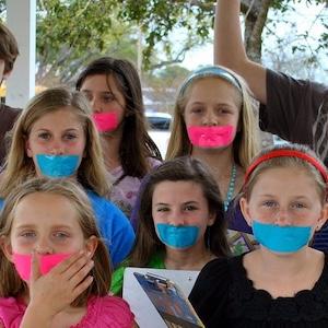 kids with duct-taped mouths
