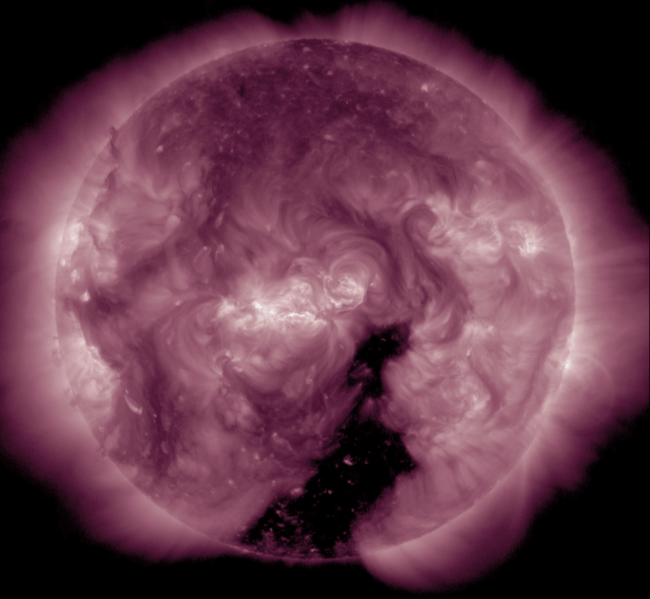 NASA/SDO AIA211 showing the coronal hole in the southern hemisphere