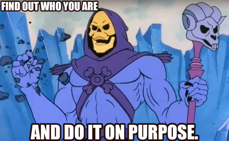 Find out who you are and do it on purpose. Says Skeletor who is the saddest he’s been in a long time. RIP Dolly