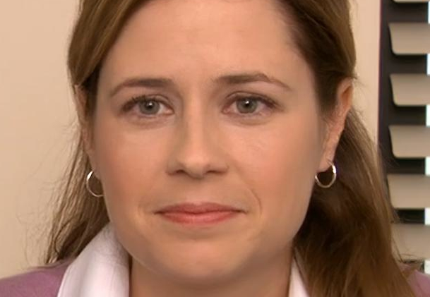 A picture of Pam from The Office, from the "they're the same picture" scene.
