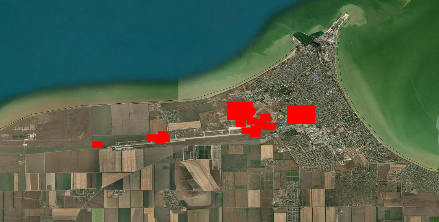 NASA FIRMS detected multiple major fires at Russias Yeysk airbase in Krasnodar region after a Ukrainian drone attack overnight. Local reports described numerous secondary explosions coming from the base. A nearby military garrison was also reportedly hit. #Ukraine