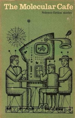Very old drawing of an elaborate machine being operated by three people