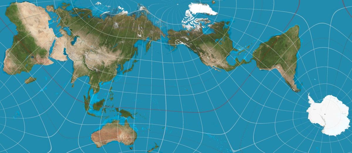 The AuthaGraph map projection. Africa ends up in the top left, South America and Antarctica in the bottom right.