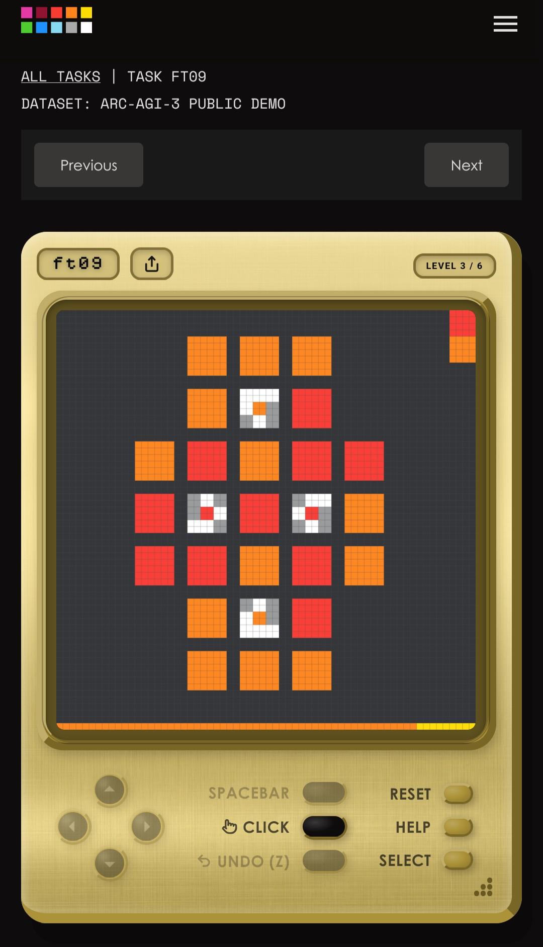 literally a gameboy looking color matching game where you flip cards to match a color grid that is printed on the board itself. like. "red color square says make these squares around it red" level shit.