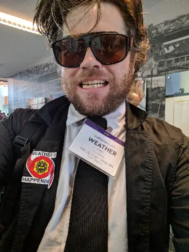 A WEATHER MAN SELFIE W/ A NAME TAG 4 ATHENA HEALTH WEATHER MAN FEB 23, 2018 10:31 AM