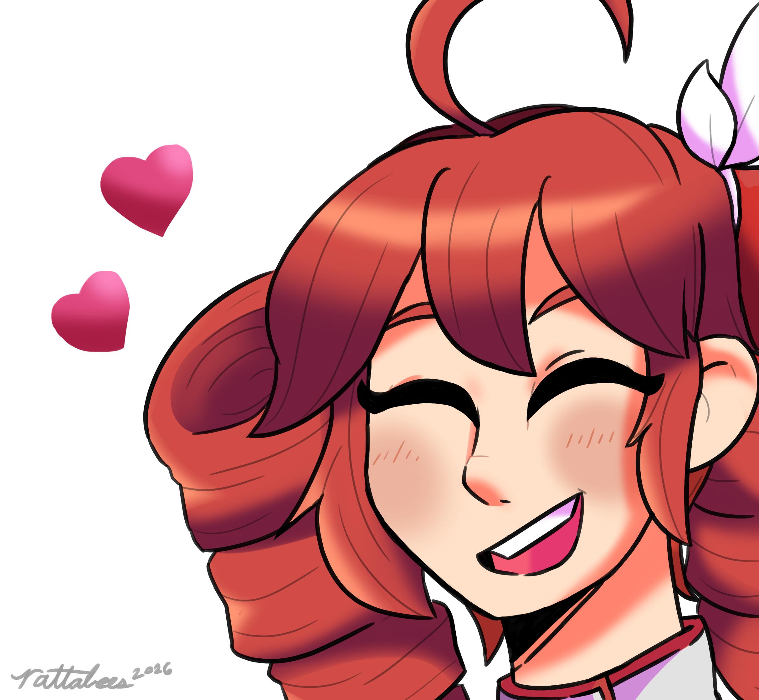 Digital art closeup of Kasane Teto being happy to see you