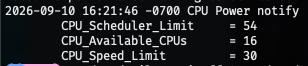scheduler limit= 54% available CPUs = 16 speed limit = 30%