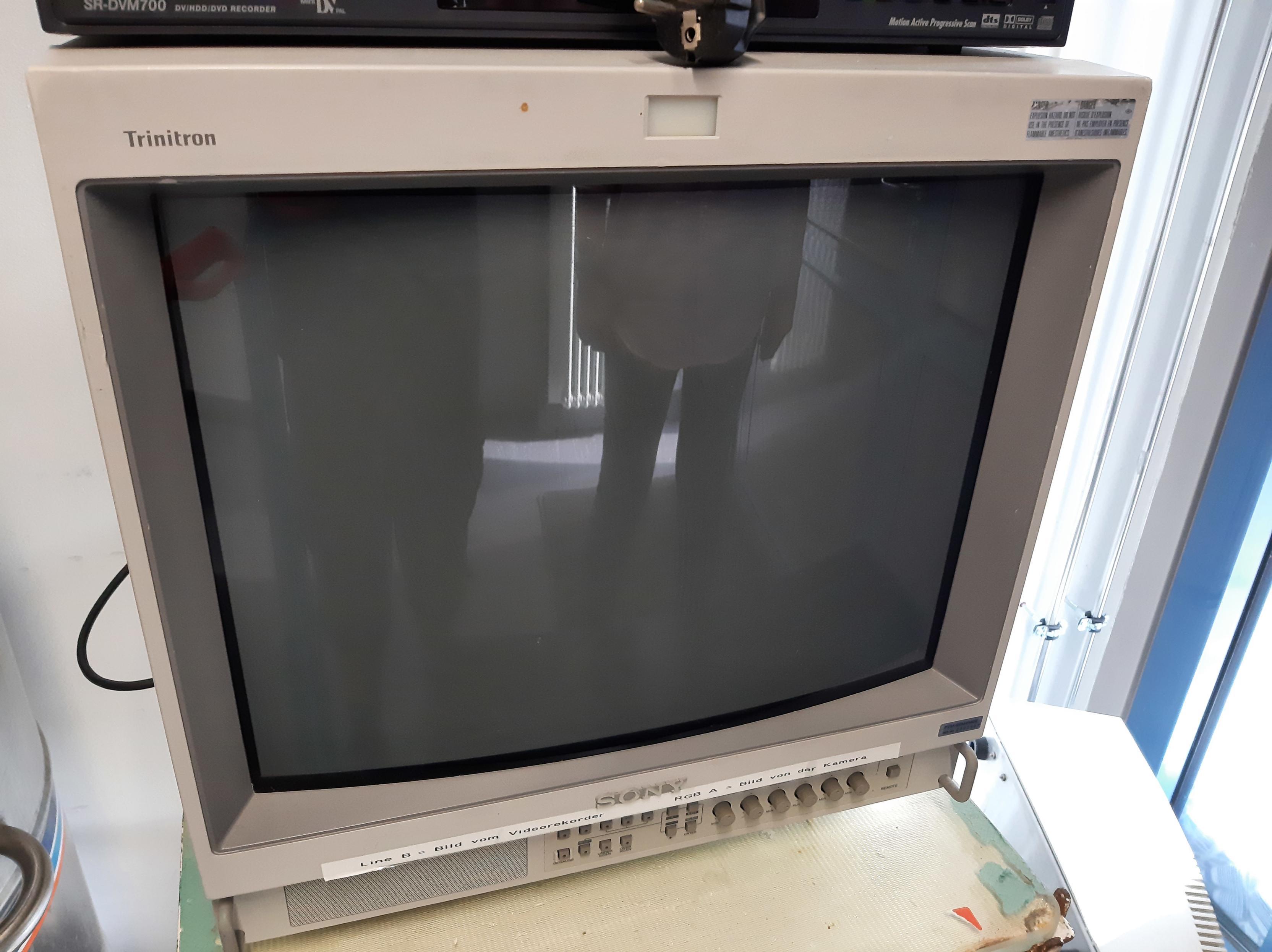 front side of a 20" CRT monitor. It's a professional grade device, so there's a lot of buttons and knobs for dialing paramters of the picture accessible.