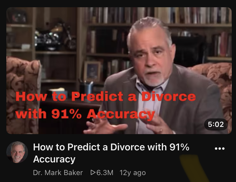 YouTube video thumbnail: “How to Predict a Divorce with 91% Accuracy”