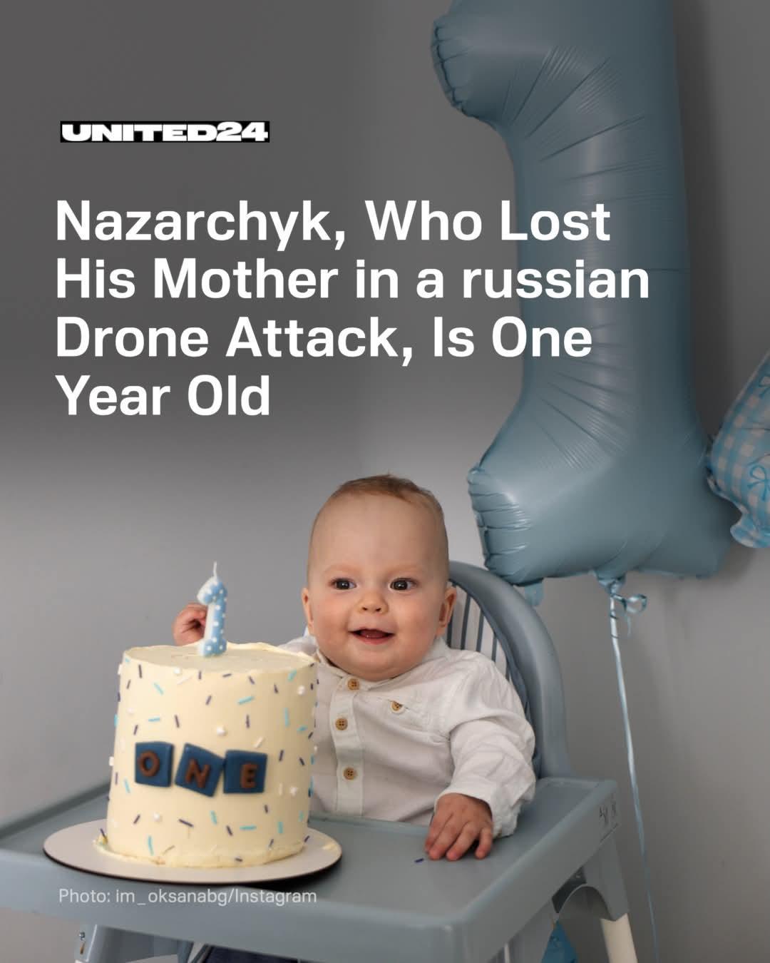 A year ago, Nazars life began with a tragedy. On September 7, 2025, a russian drone struck his familys apartment in #Kyiv. His mother, Tetiana, was 8 months pregnant and suffered burns covering up to 90 of her body.Doctors performed an emergency C-section to save the baby. Nazarchyk survived, but after 2 weeks of fighting for her life, Tetiana died in hospitalToday, Nazarchyk turns one. May his life be long, bright, and happy 💙💛Source: United 24 Media Victory and justice for #Ukraine