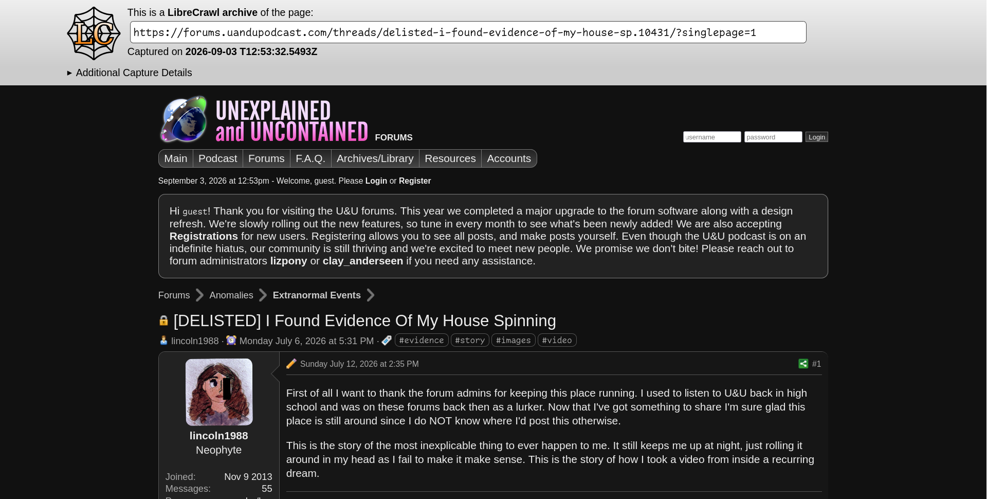 A screenshot of the fake forum page