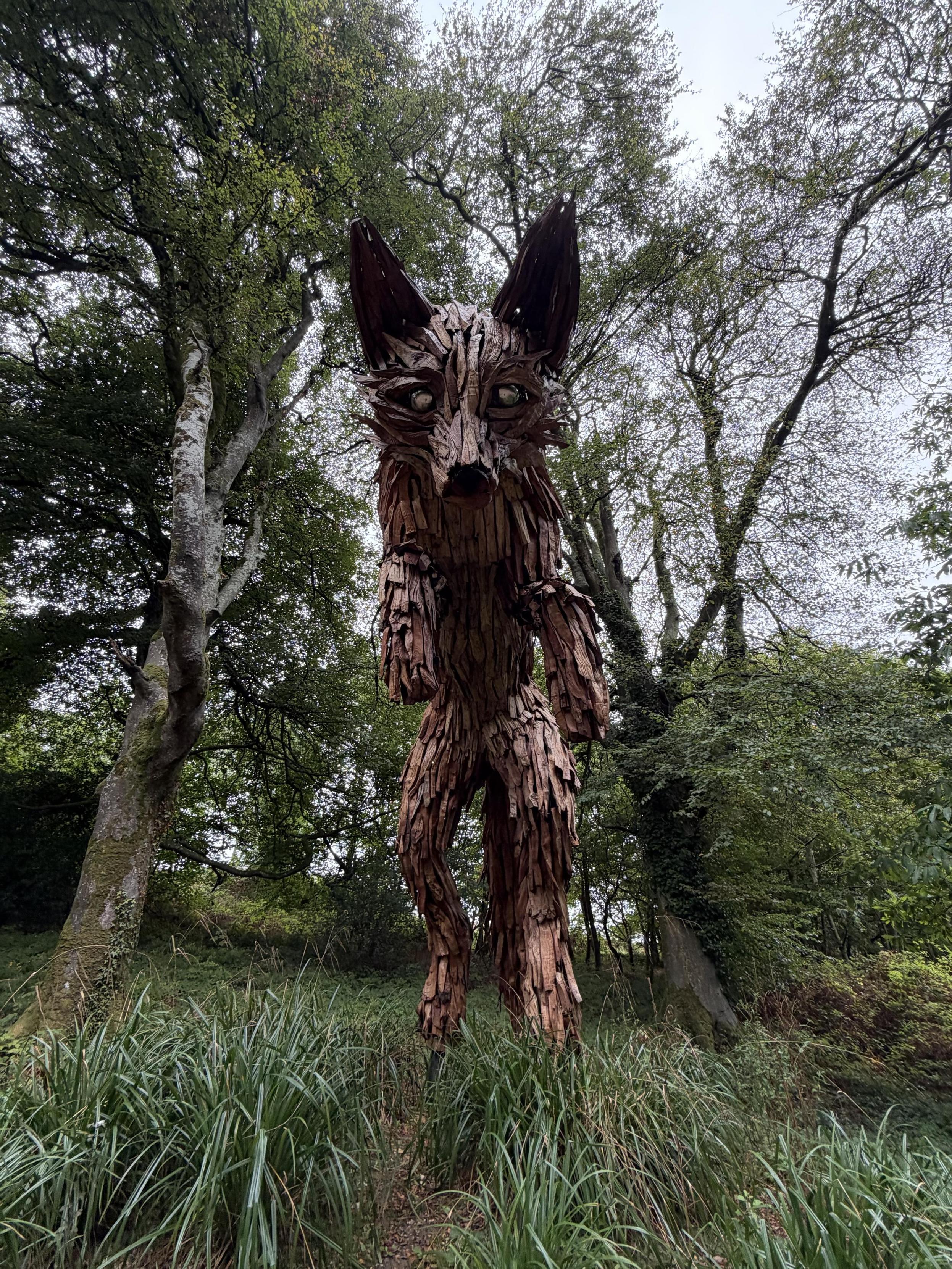 A vote of the Fox, front on. It looks to be in the middle of leaping forwards, front paws poised.