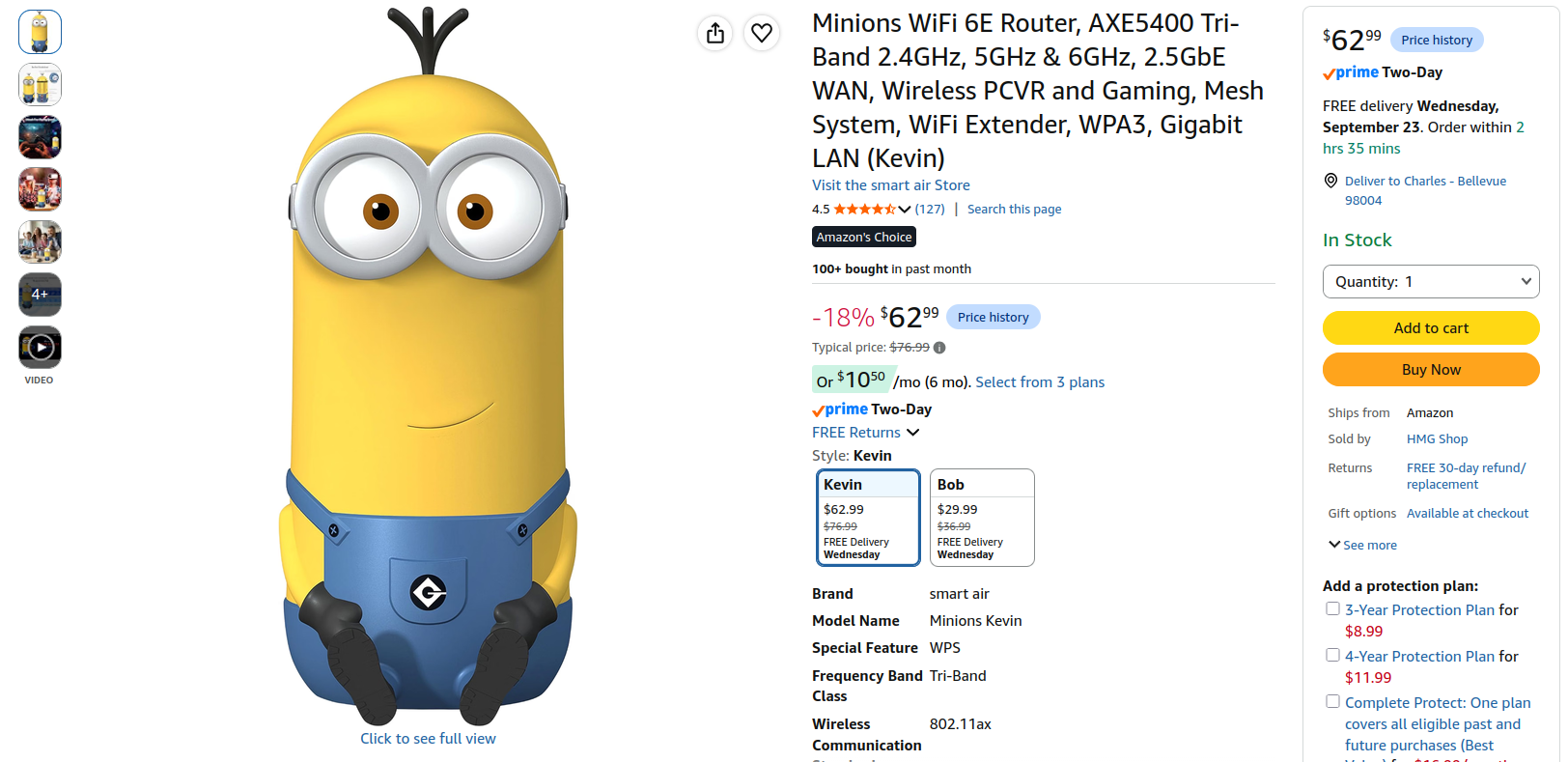Kevin Amazon Listing