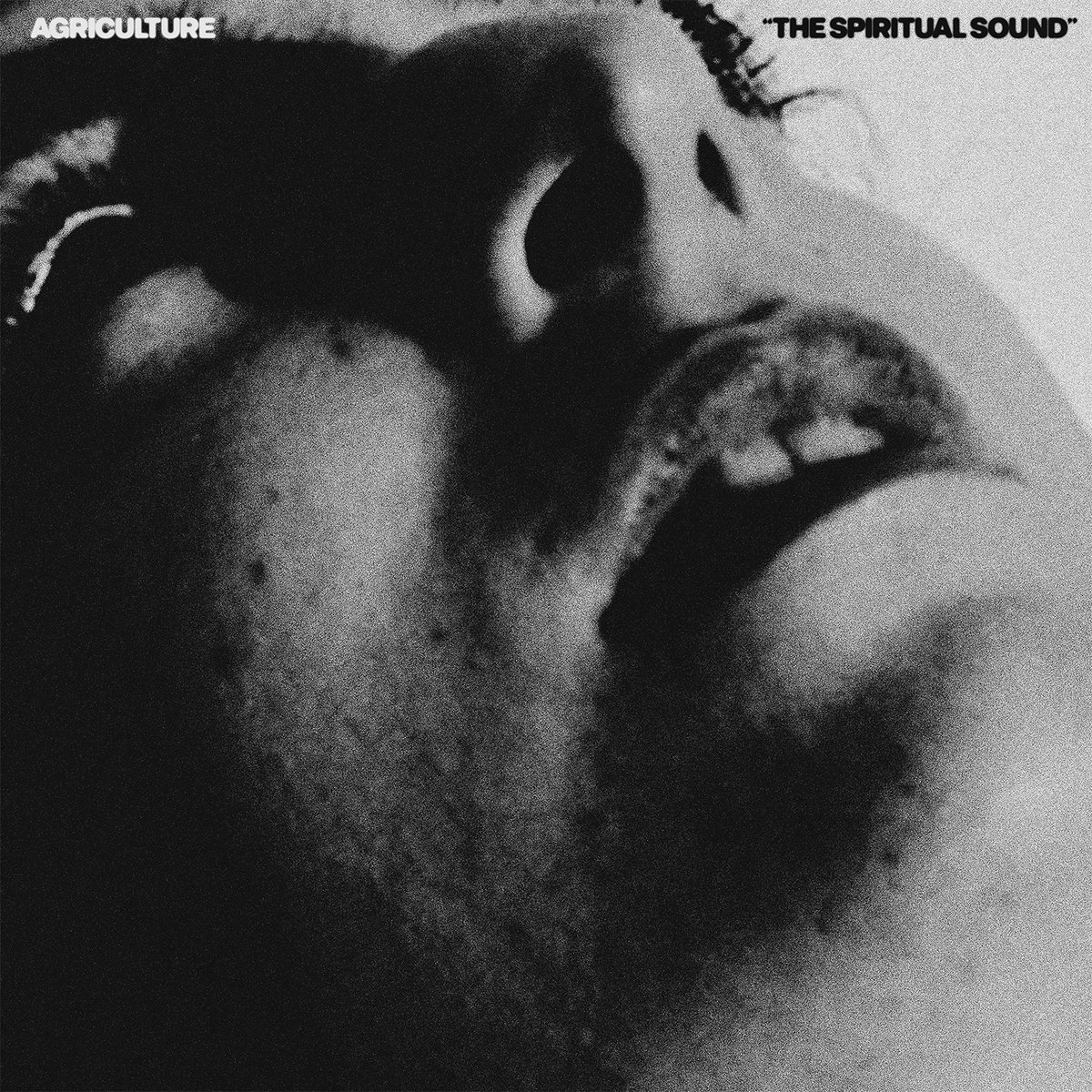 Album cover of Agriculture - The Spiritual Sound. Cover art is a black & white photo of "the Spirit". Presumably experiencing the aforementioned spiritual sound, although could possibly also be the one producing the sound? Unclear.