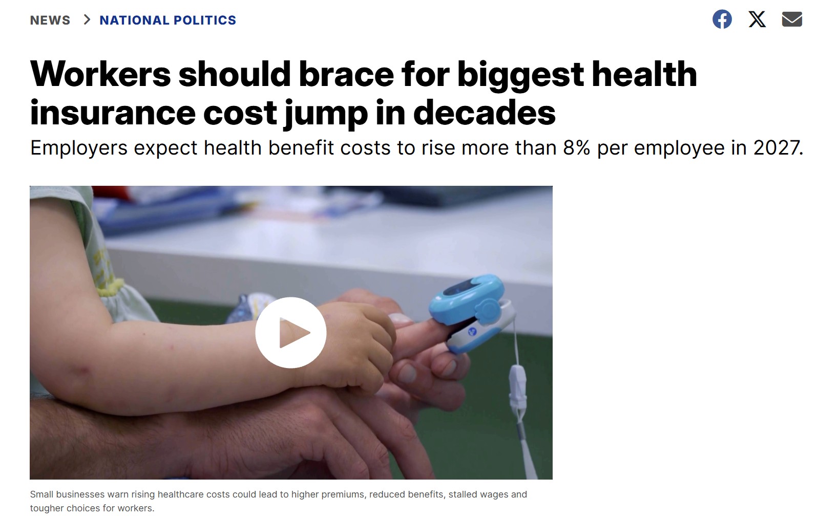 "Workers should brace for biggest health insurance cost jump in decades"