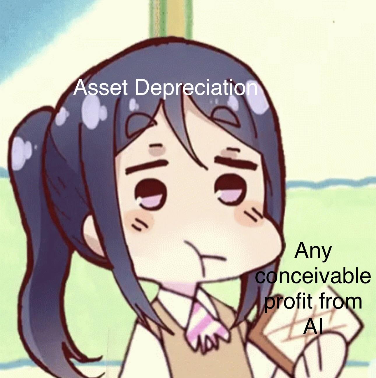 Eating the sandwich meme: Asset depreciation eating any conceivable profit from "AI"
