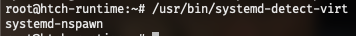 the container that the muse system runs in is systemd-nspawn