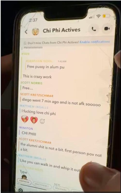 snap chat at Cornell, advertising the availability of women for rape