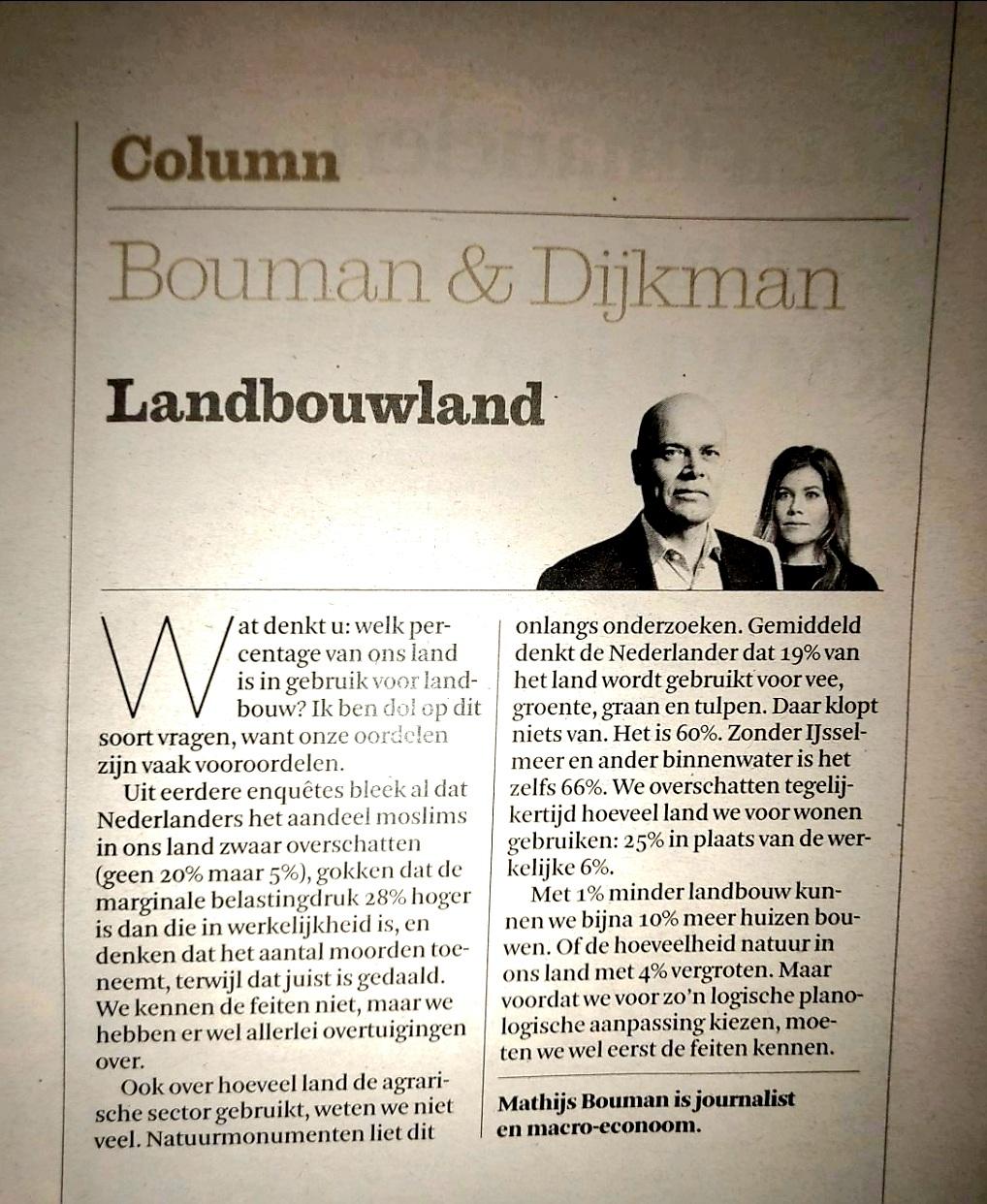 Photo of the article in the printed paper, in Dutch. Short version in my post.