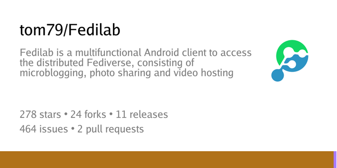 Summary card of repository tom79/Fedilab