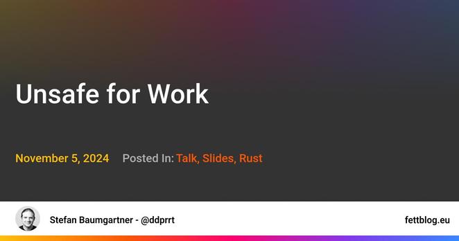 Unsafe for Work | Slides + Coverage