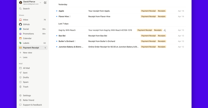 A screenshot of the Notion Mail app.
