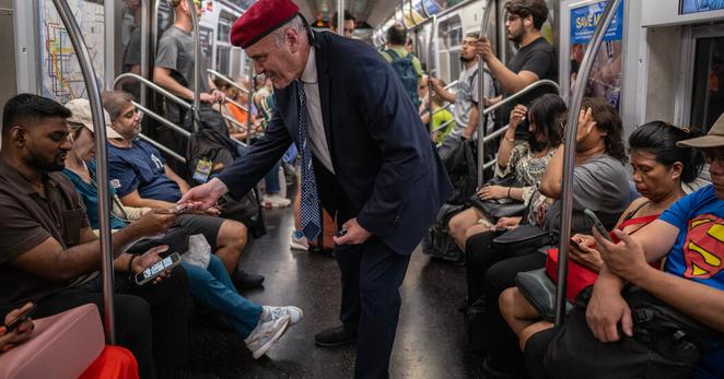 Mr. Sliwa tries to campaign in the subway system two hours a day. “It’s the only way,” he said.