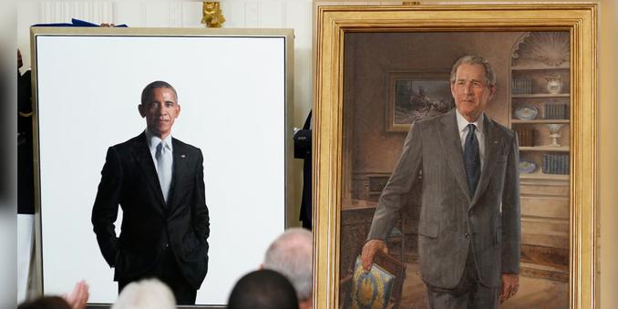 Trump moves Obama, Bush portraits to hidden stairwell in White House - Trump moves Obama, Bush portraits to hidden stairwell in White House