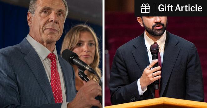 Former Gov. Andrew M. Cuomo, left, has attacked Zohran Mamdani, right, for living in a rent-stabilized apartment.