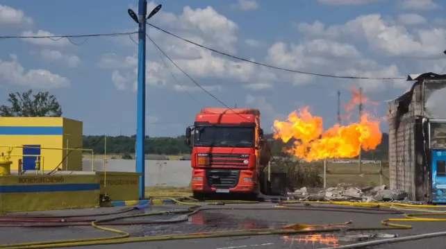 Russian drone attacks petrol station in Odesa OblastA Russian Shahed-type attack UAV struck a petrol station in the south of Odesa Oblast on the morning of 20 June. #ukraine