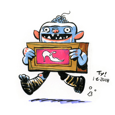 Drawing of Shoe, a character from the film "The Boxtrolls"