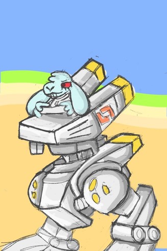 Cartoon Rabbit in Mech