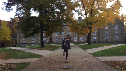 a girl kicking towards the camera