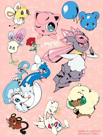 Various Pokémon fairy types including Jigglypuff, Cutiefly, and Diancie!
