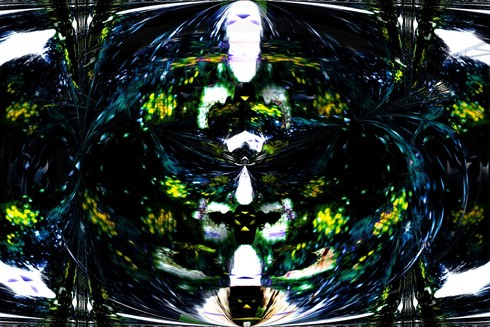 Abstract photo manipulation with green forest colours as overtones, and some examples of pareidola creatures hidden in it, especially along the center. For instance there are some orange blots on dark areas which to me looked like evil ducks. At the top-center there's also a bright area which reminds me of an entity looking out over it all, hence the "Watcher" title.