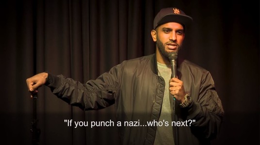 aamer rahman stand up comedy "if you punch a nazi, who's next"?
