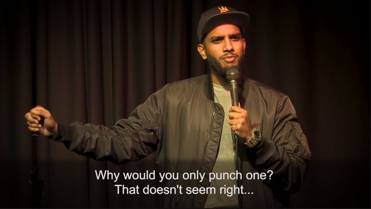 aamer rahman stand up comedy "why would you only punch one that doesn't make sense"