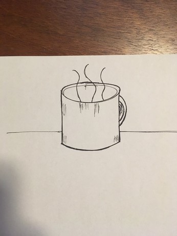 A doodle of a coffee mug