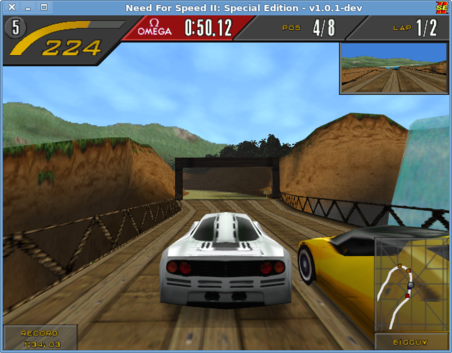 Screenshot of the PC game Need for Speed II: Special Edition running on GNU/Linux.

