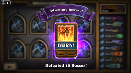 BURN! deck adventure reward for defeating 10 bosses.